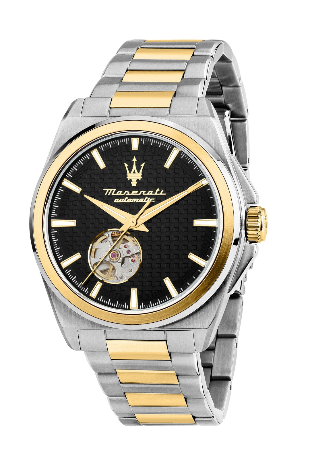 Watch Maserati Velocita 41mm Automatic Black Dial Two Tone Stainless Steel Strap Watch Brand