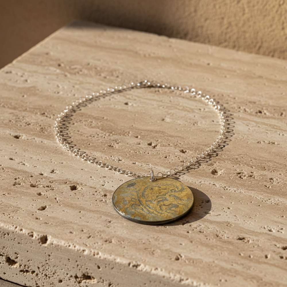 Damask Pendant on Travertine