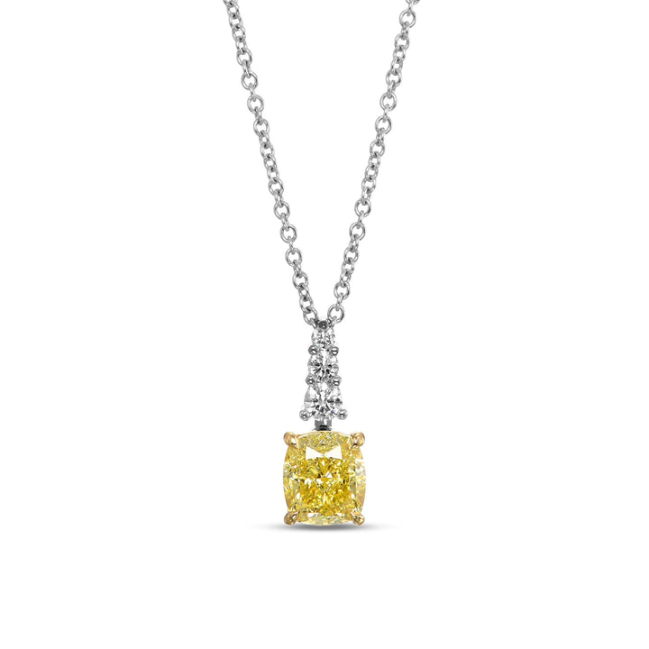 Leibish Fancy Intense Yellow and White Diamond Drop Pendant